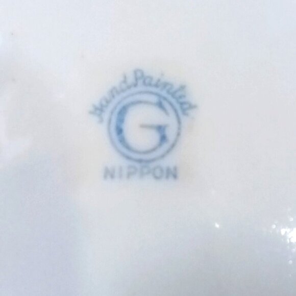 Antique Nippon Porcelain Hand Painted Condiment Pot w/ Lid Orange & Gold Decor - Picture 9 of 10